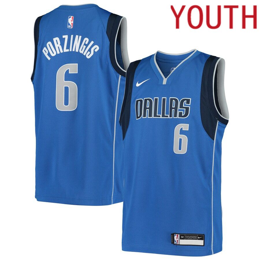 Youth Dallas Mavericks #6 Kristaps Porzingis Nike Blue Swingman NBA Jersey->youth nba jersey->Youth Jersey